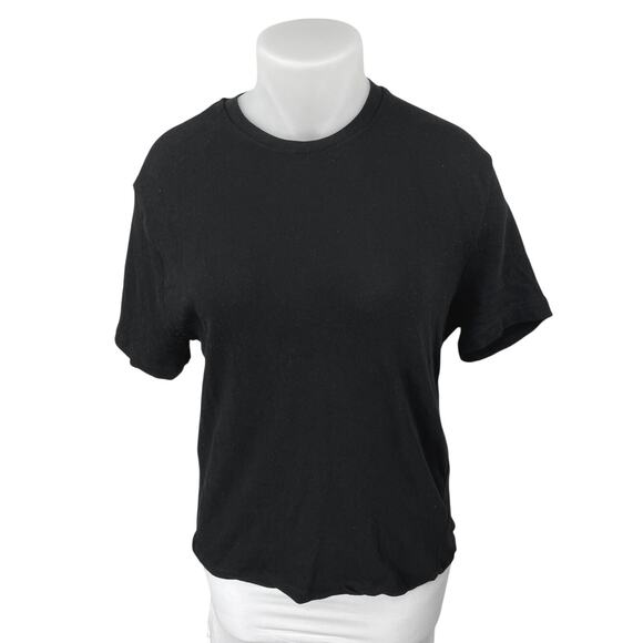 Zara Women's Black Knit Short Sleeve Crew Neck Classic Tee T-Shirt Top Size XL - Picture 1 of 3